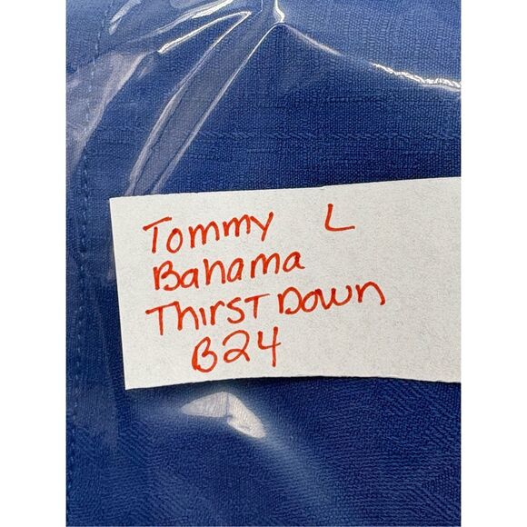 Tommy Bahama Button Down Shirt Thirst Down Silk Men Large Blue Football New‎ - Picture 10 of 10
